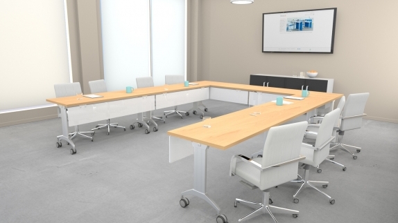 LINK Table with acrylite modesty panel for conference rooms
