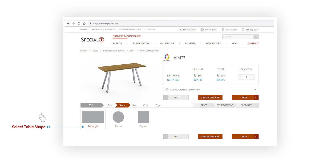 Wood Veneers - Special-T | Step #5 - Configurator - Select Table Shape