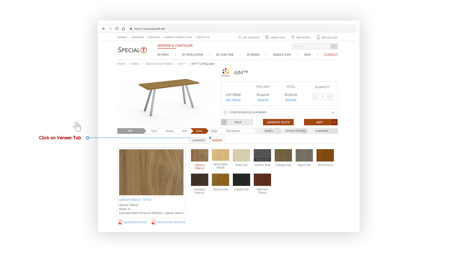 Wood Veneers - Special-T | Step #7 - Configurator - Select Veneer Color