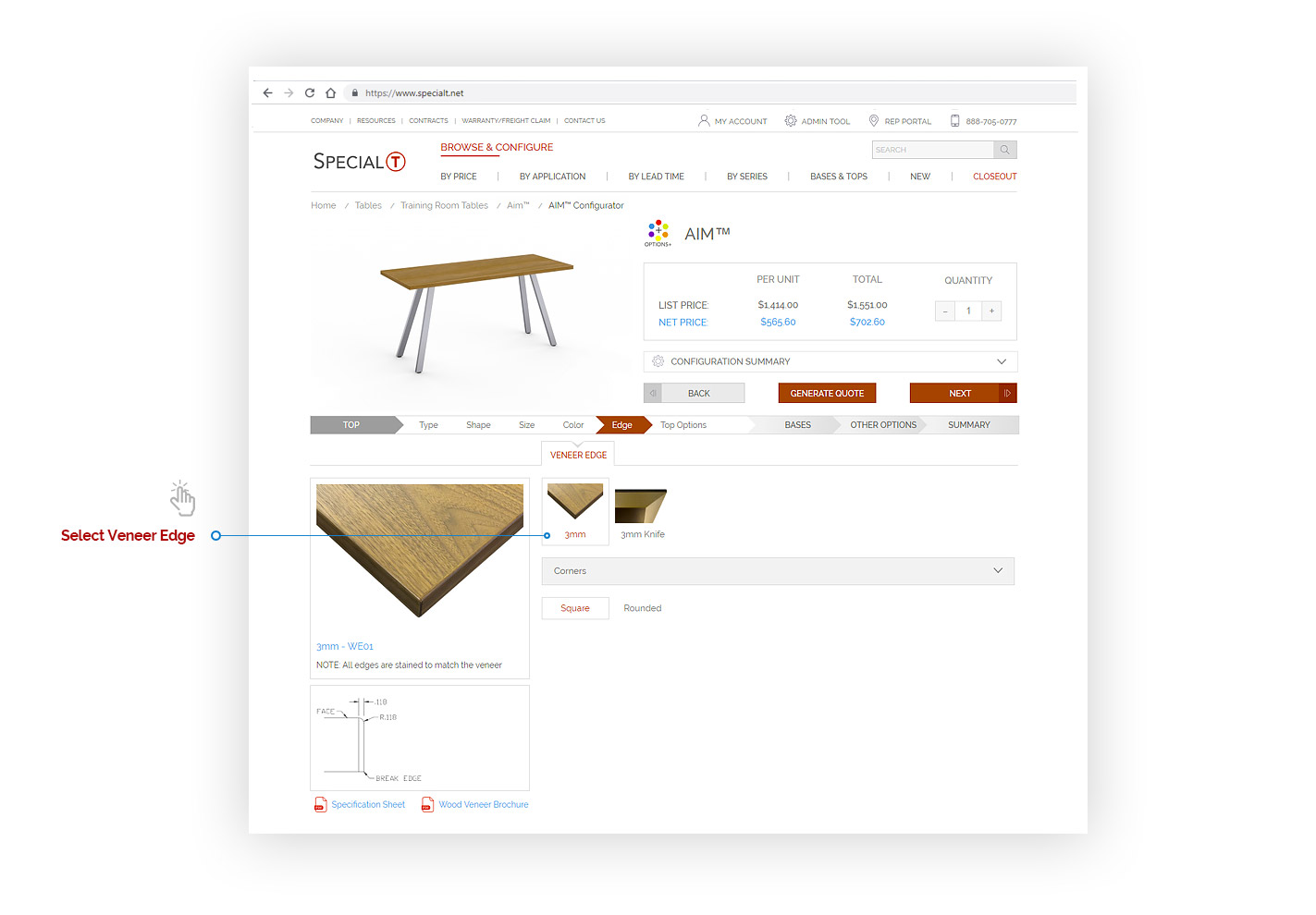 Wood Veneers - Special-T | Step #8 - Configurator - Veneer Edge Type