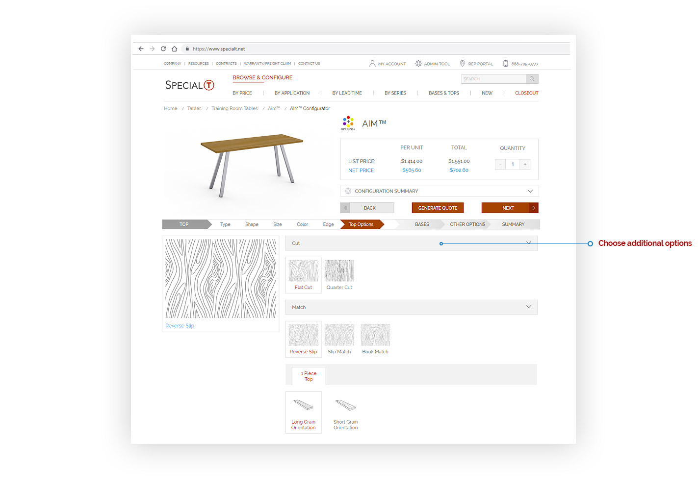 Wood Veneers - Special-T | Step #9 - Configurator - Select Veneer Top Options