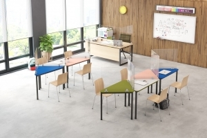 Classroom - Quatro and Ella Tables with Plexiglass Screens