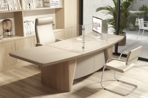 Executive Office Desk with Executive Folding SafeⓉ Screen - Top View