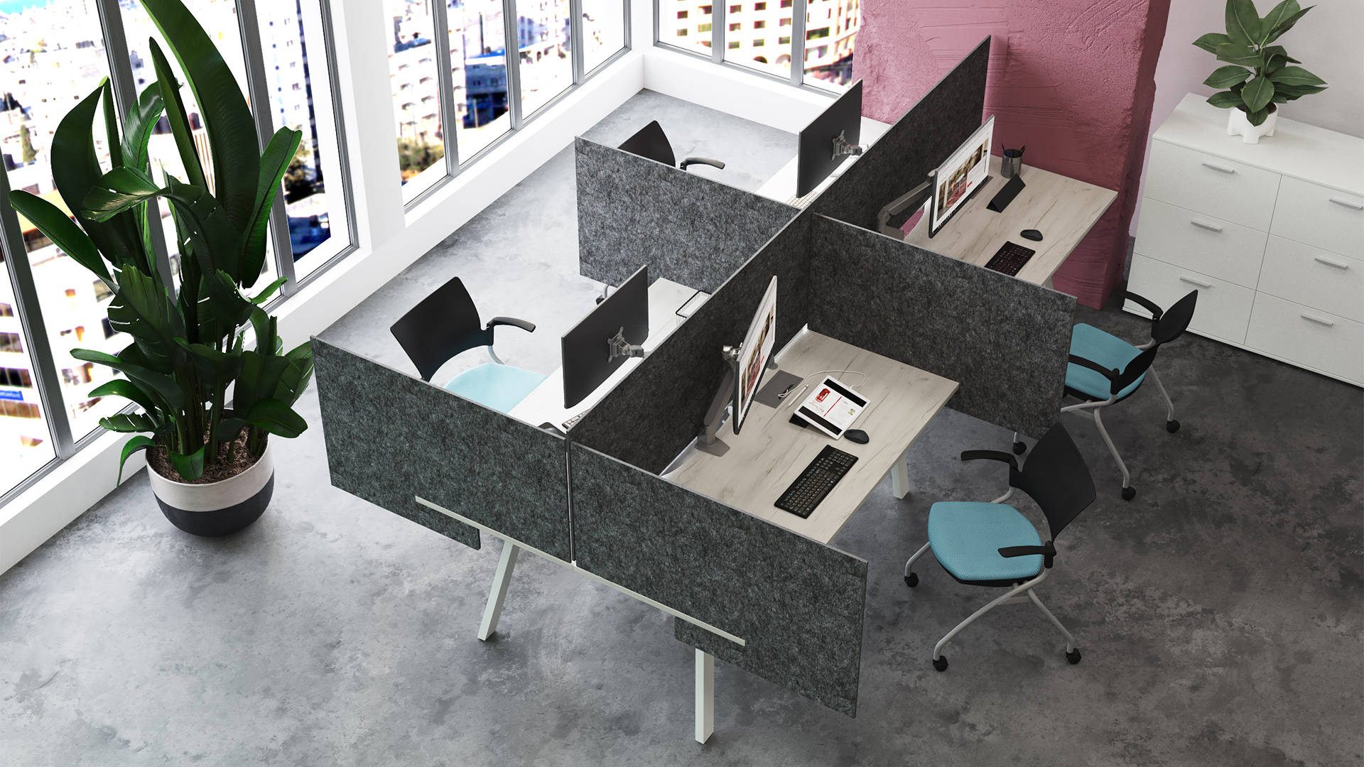 Aim EZ Desking with Sliding Dividers