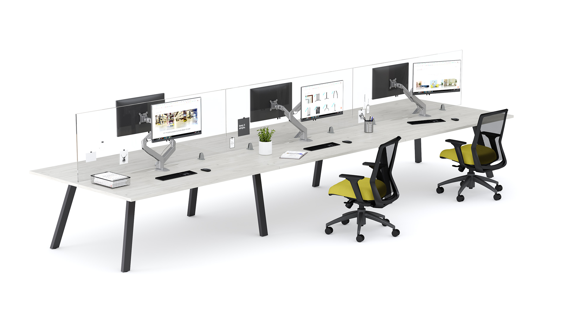 Aim EZ Desking with Plexiglass Screens