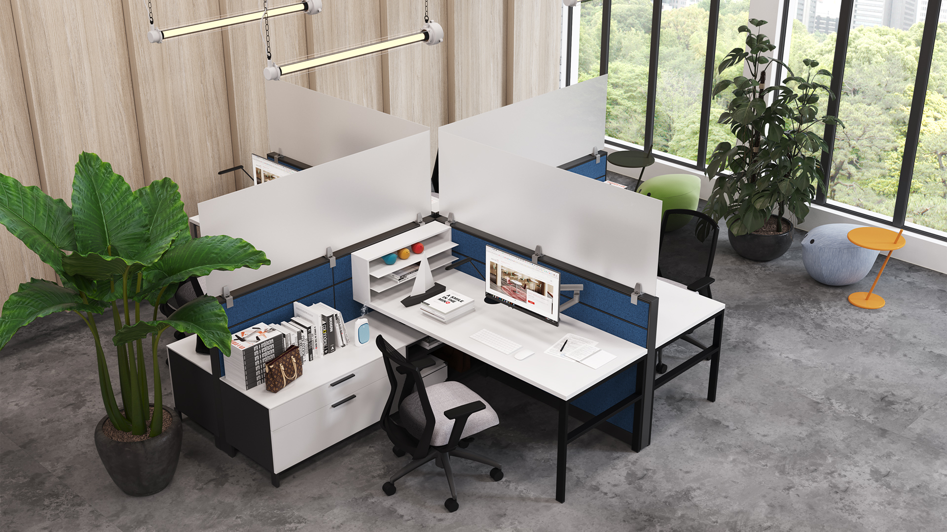 Cubicle with Frosted Acrylic Screens